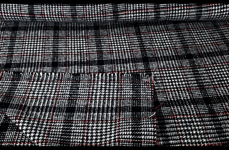 Woolen with Pied de Poule & Check Polyester Multi-Colored - 150cm