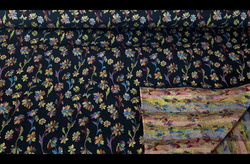Brocade with Small Flowers Polyester Multi-Colored - 150cm