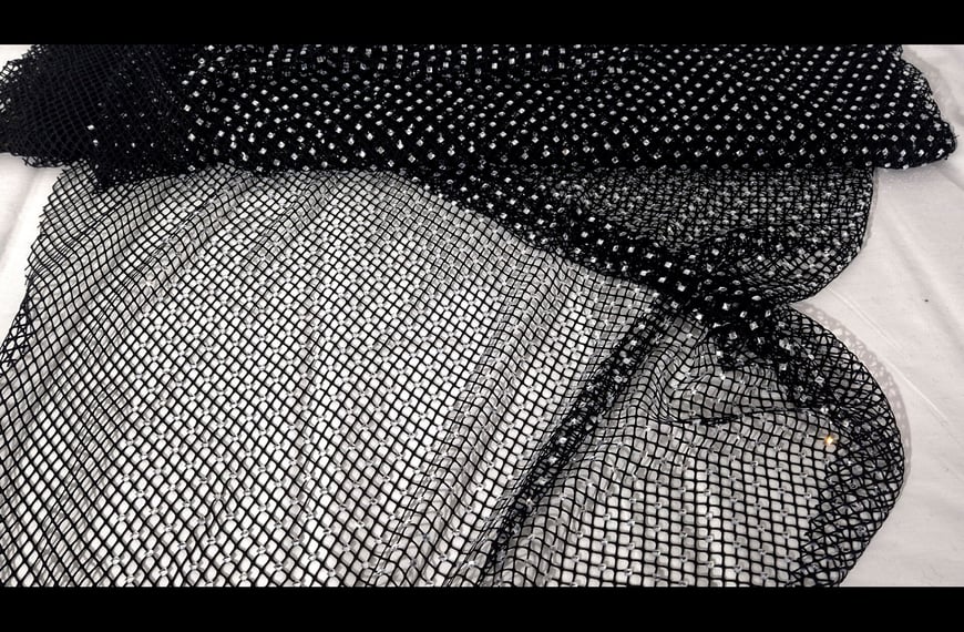 Mesh with Diamondlike Stones Polyester Single-Colored - 150cm