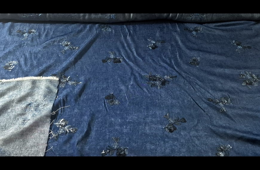 Denim with Sequins 60% Polyester 40% Acetat Multi-Colored - 150cm