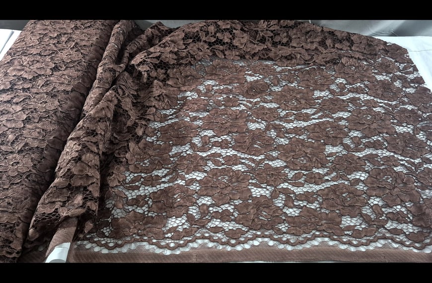 Lace Corded with Flowers Cotton Polyester Single-Colored - 150cm