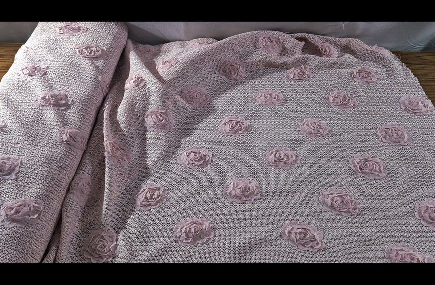 Lace with Flowers Applique Polyester Single-Colored - 150cm