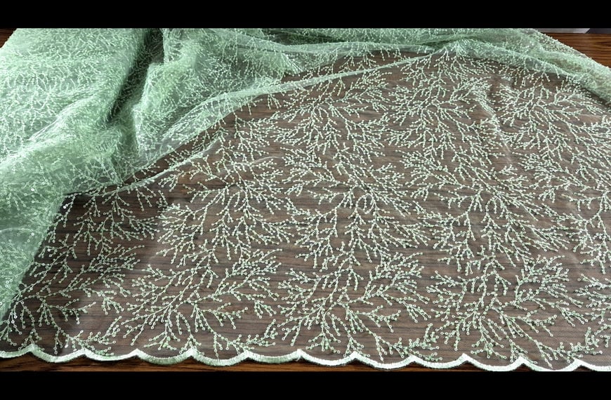 Tulle with Branches & Sequin Polyester Multi-Colored - 150cm