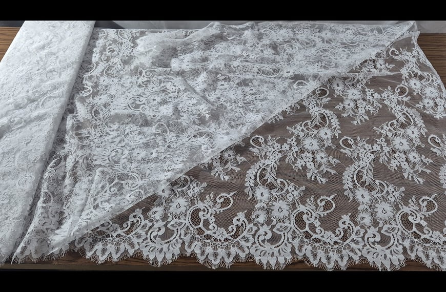 Lace Corded with Branch Polyester Single-Colored - 150cm