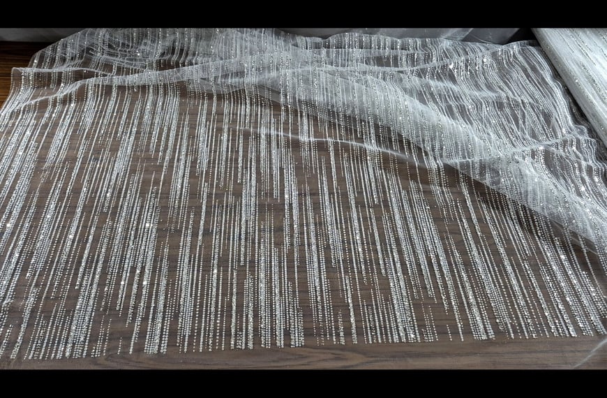 Tulle Glitter in Lines Polyester Single-Colored - 150cm