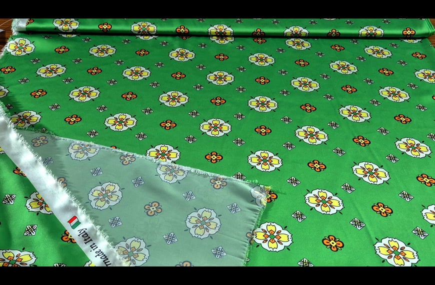 Satin with Small Sparse Flowers Polyester Multi-Colored - 150cm