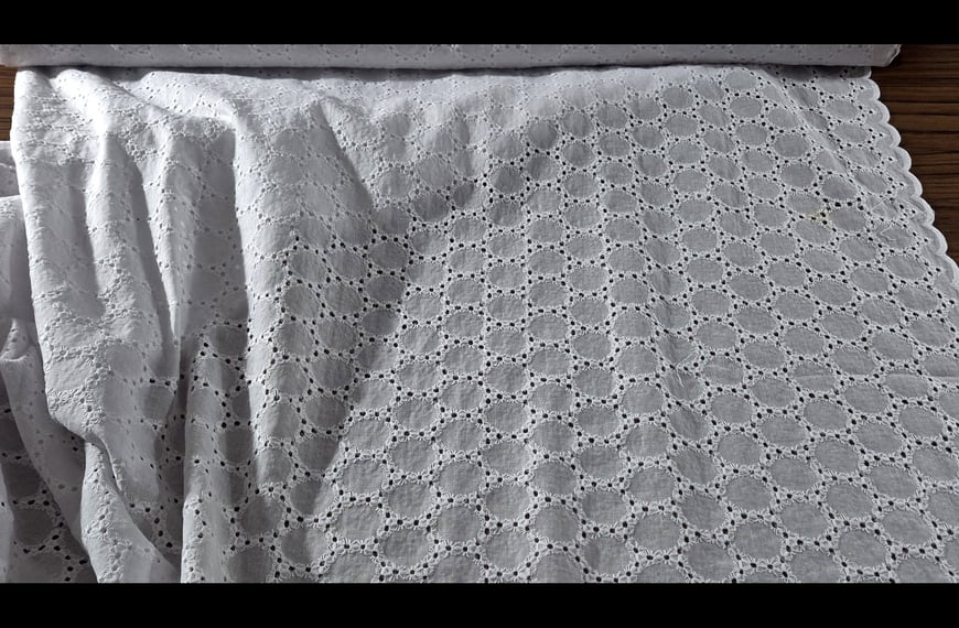 Embroidery with Design Circles Cotton Single-Colored - 150cm