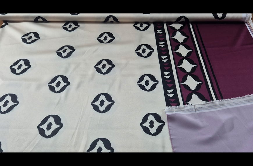 Satin with Ethnic Designs & Border Polyester Multi-Colored - 150cm