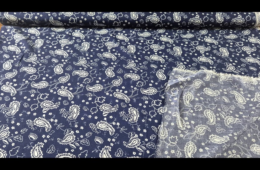 100% Viscose with White Paislies Multi-Colored - 150cm