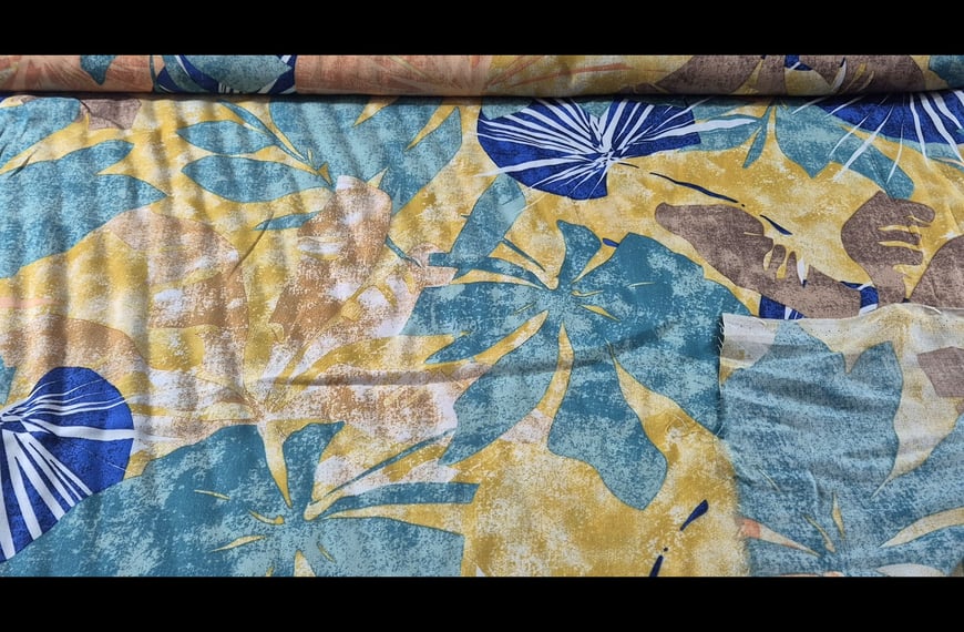 100% Viscose with Exotic Leaves Multi-Colored - 150cm