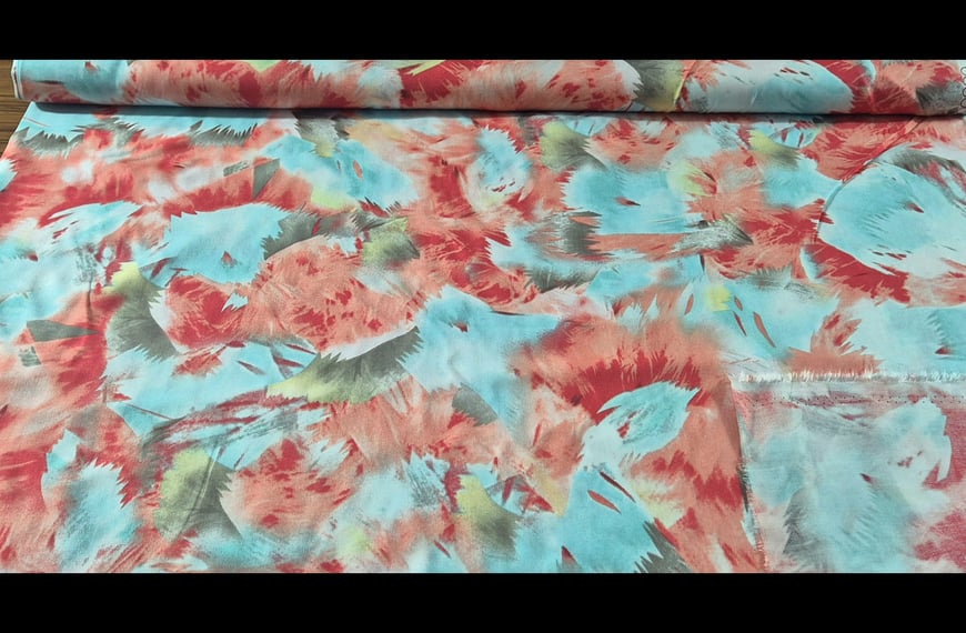 100% Viscose with Designs like Flowers Multi-Colored - 150cm