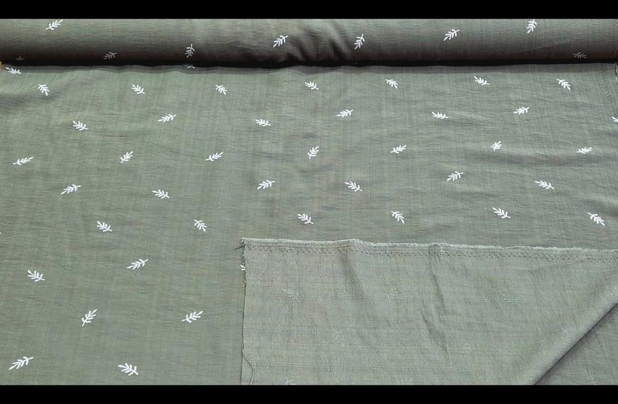 Viscose with White Leaves Multi-Colored - 150cm
