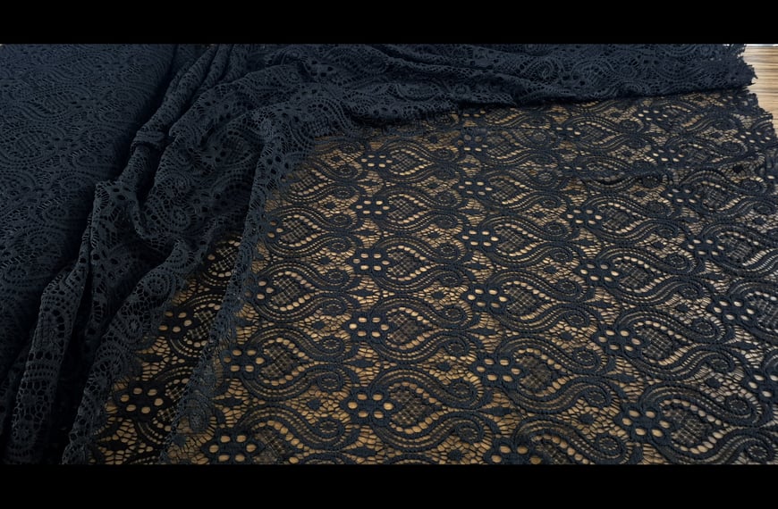 Lace Knitted with Boho Patterns Nylon Elast Single-Colored - 150cm