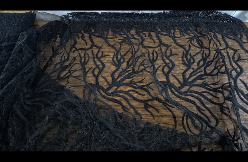 Tulle with Branches & Finish Polyester Single-Colored - 130cm
