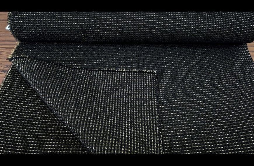 Brocade Pique with Golden Thread Polyester Elast Single-Colored - 150cm