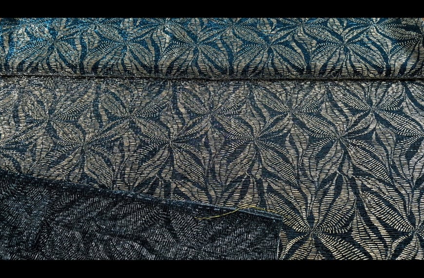 Muslin with Golden Thread & Leaves Polyester Metallic Multi-Colored - 150cm